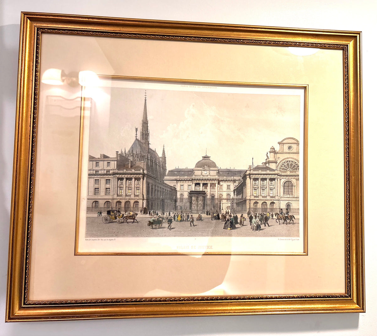 Item #946 Framed Lithograph Palais de Justice in Paris Artwork