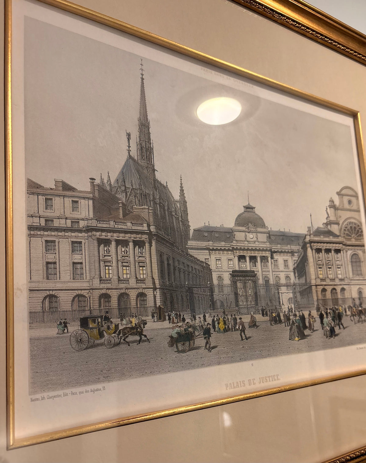 Item #946 Framed Lithograph Palais de Justice in Paris Artwork