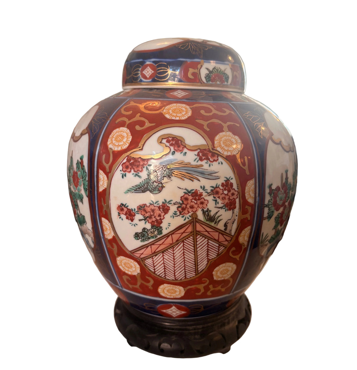 Item #1009 Japanese Gold Imari Ginger Jar