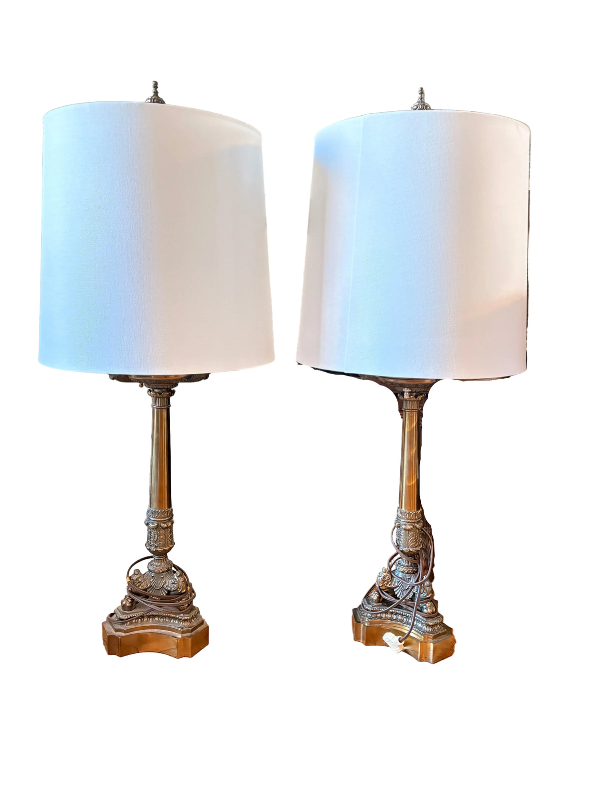 Item #1044 Antique Brass Lamp Pair
