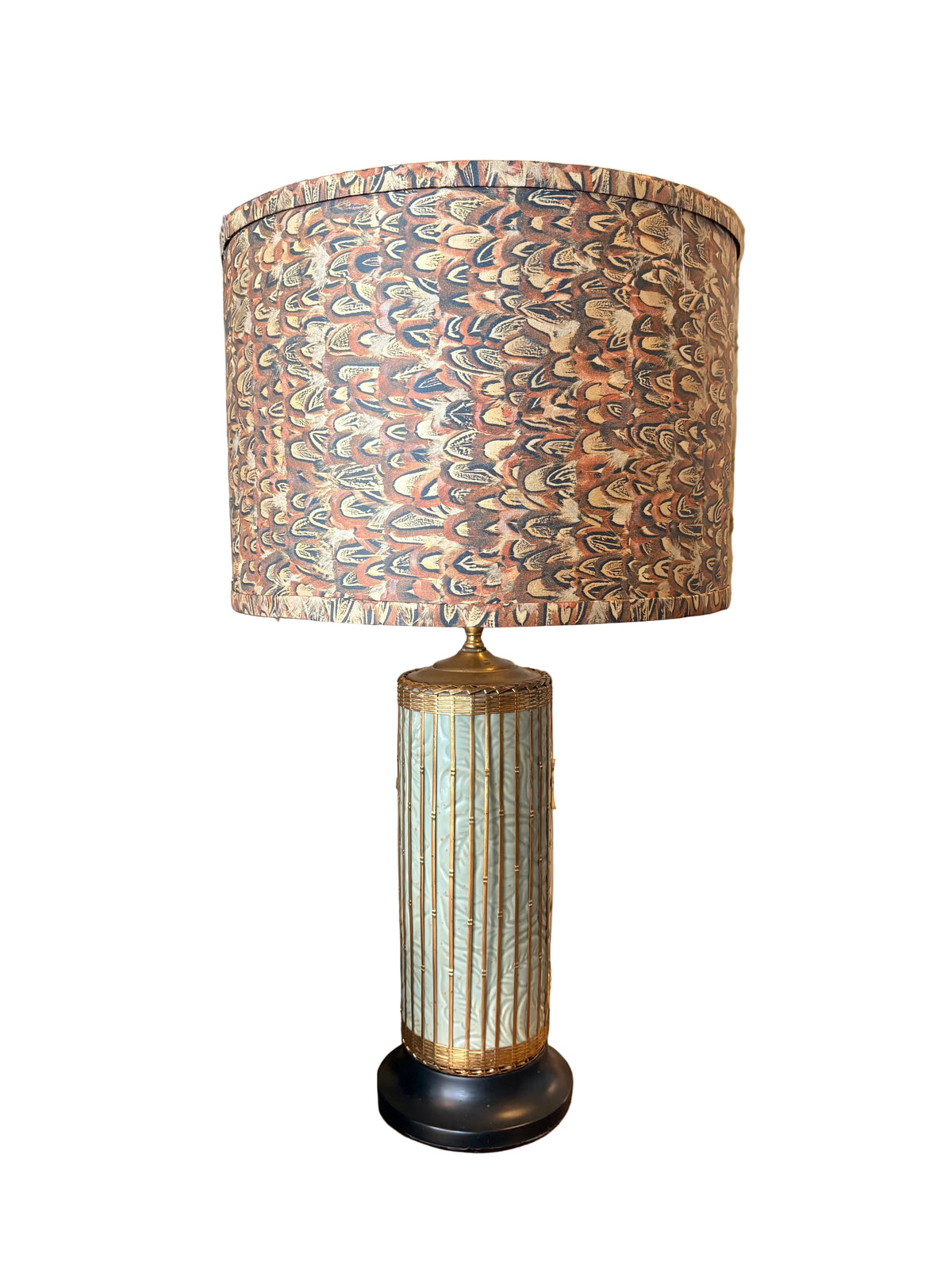 Item #1032 Blue Brass Lamp w/ Custom Shade