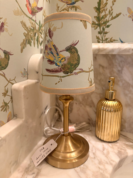 Item #1035 Brass and Floral Mini Lamp