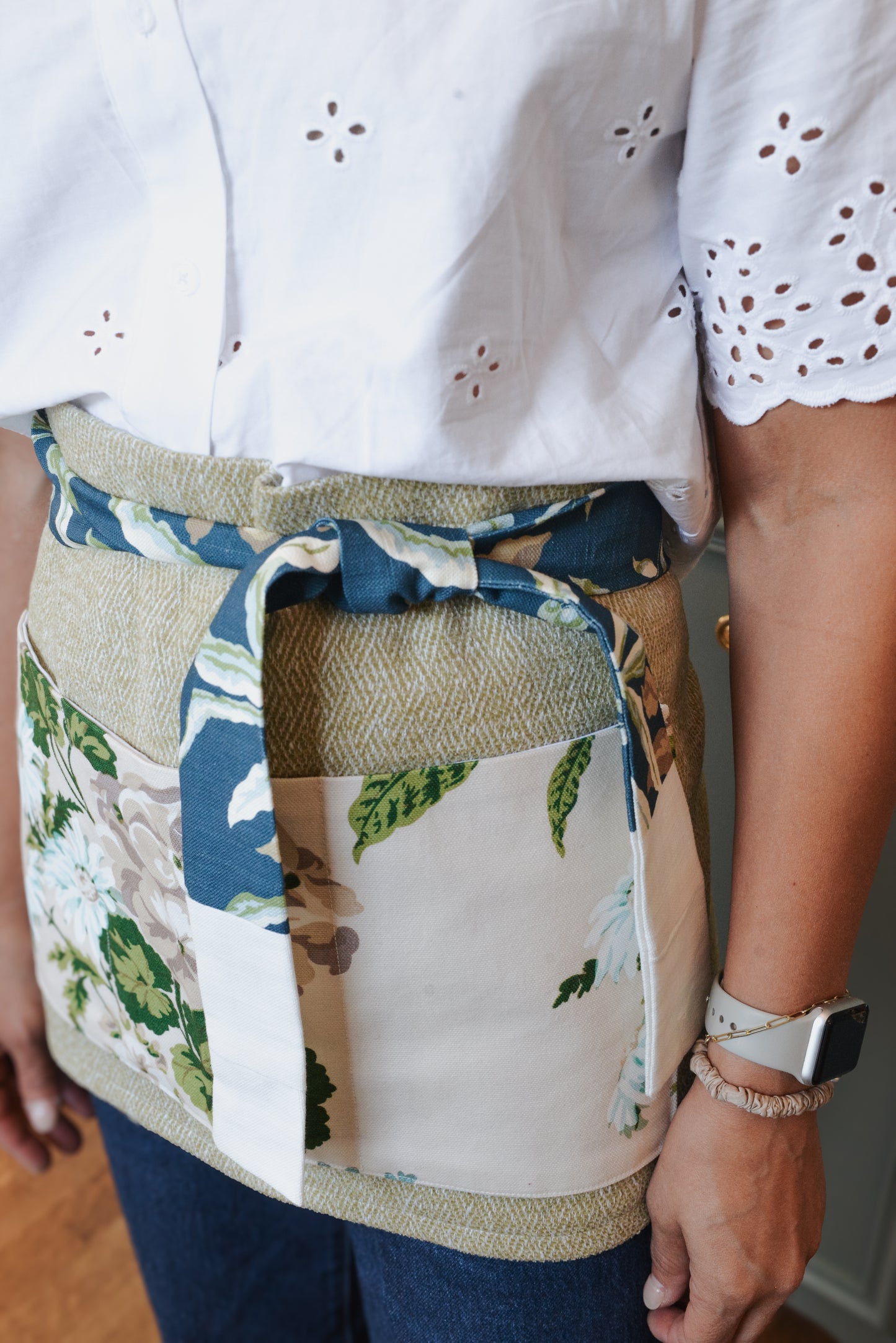 Item #929 Green and Navy Floral JED Apron