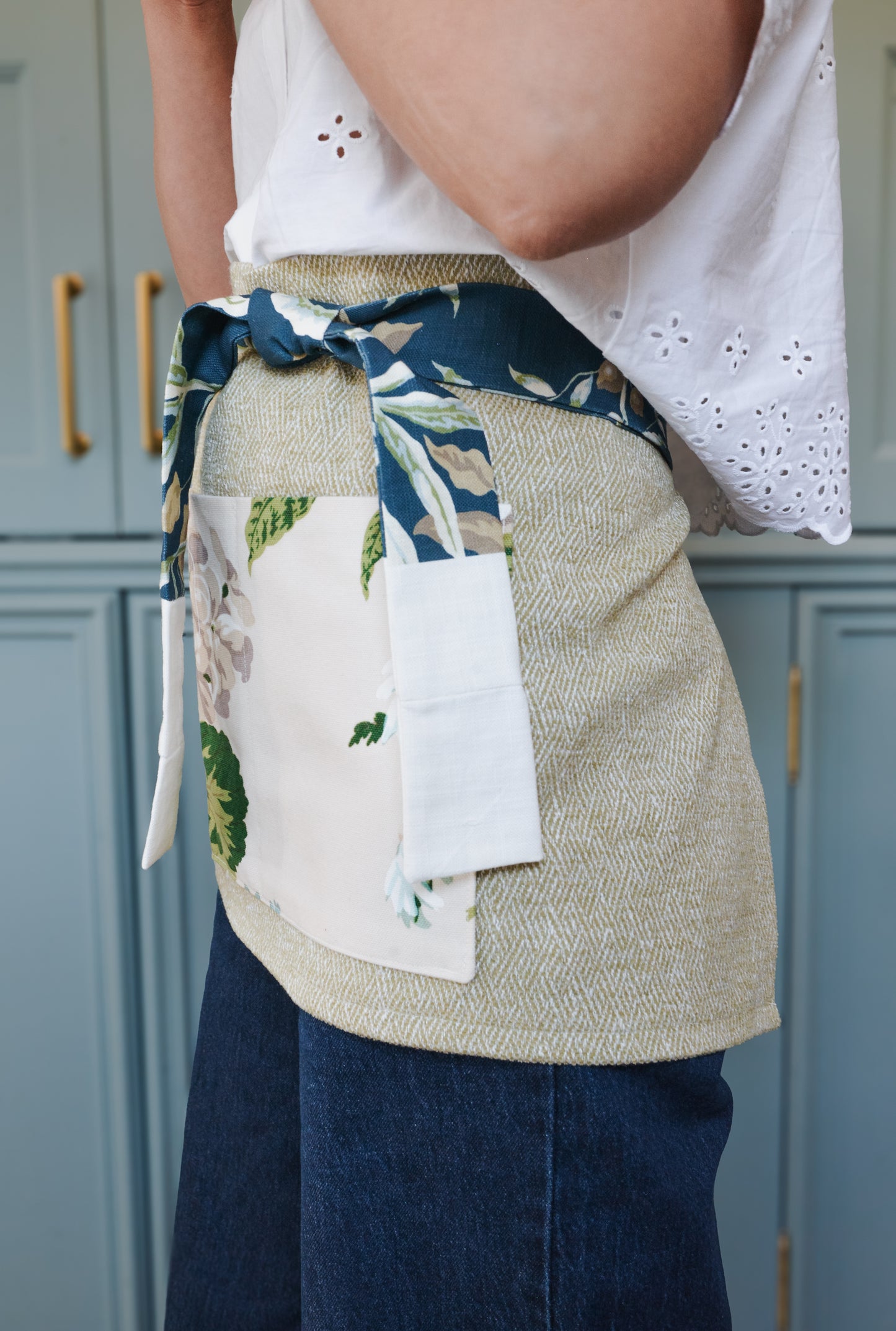 Item #929 Green and Navy Floral JED Apron