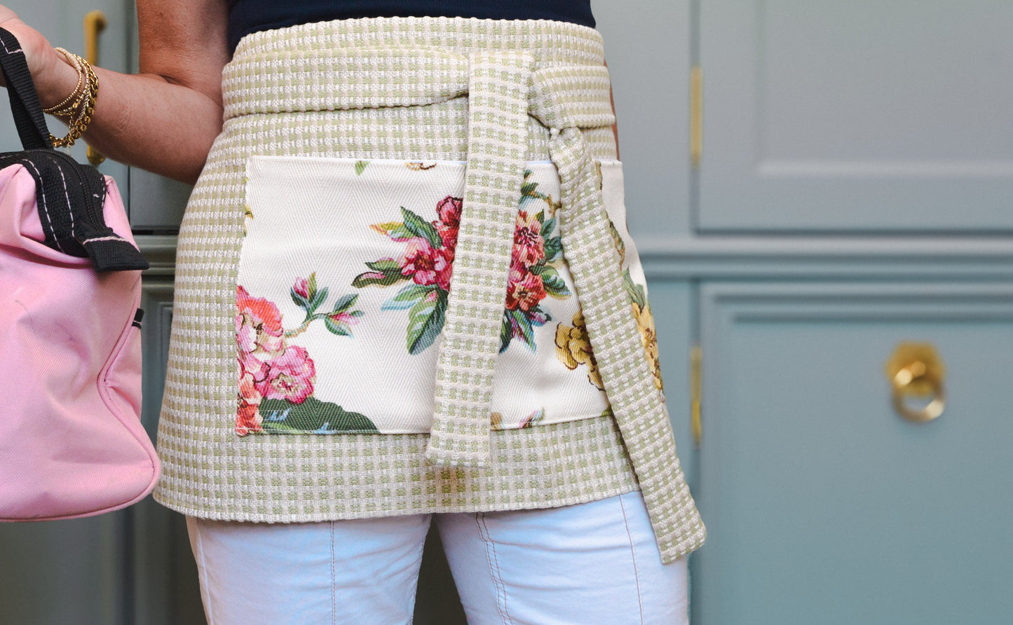 Item #933 Green and Pink Floral JED Apron