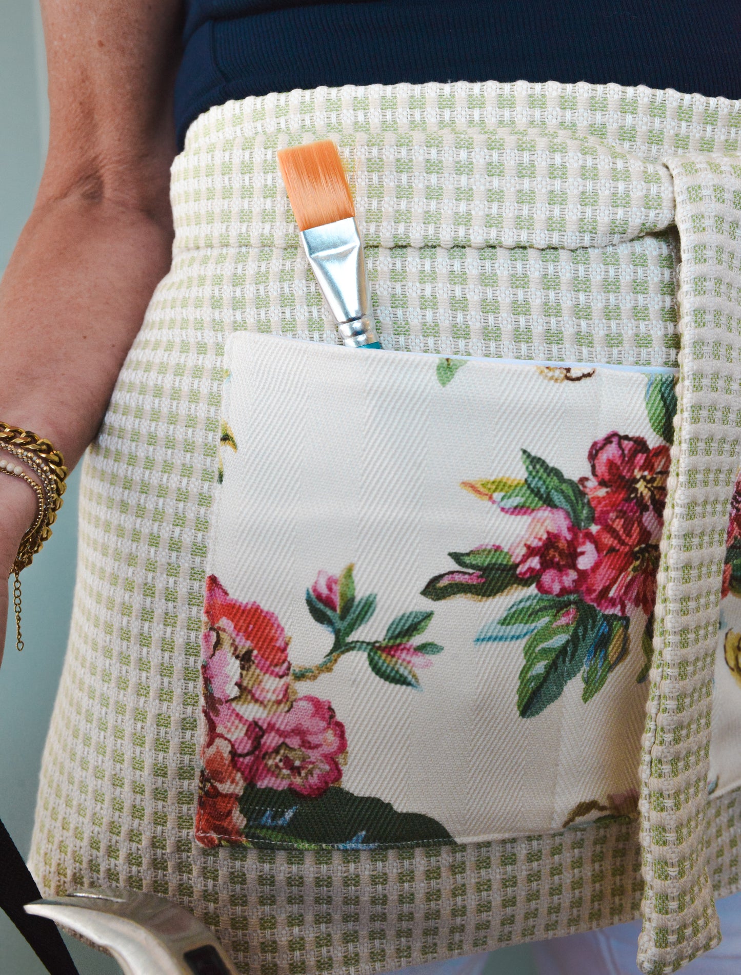 Item #933 Green and Pink Floral JED Apron