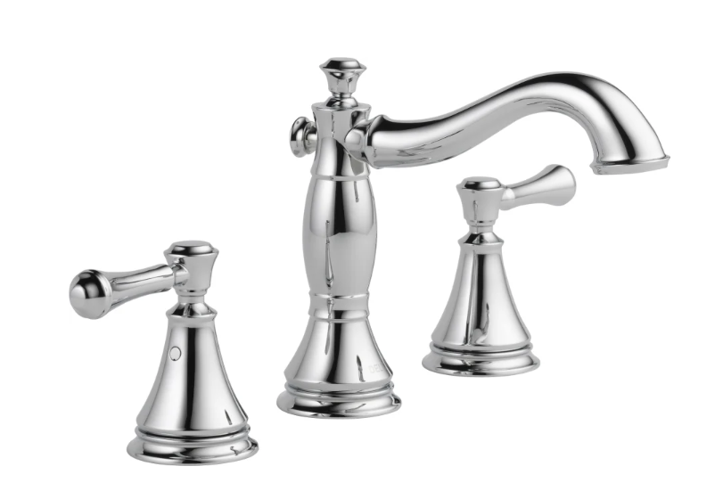 Item #346 Delta Cassidy Widespread Bathroom Faucet with Pop-Up Drain in Chrome