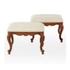 579 Pair of Thomasville French Provincial Style Upholstered Oak Ottomans
