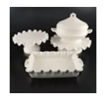 Item #596 EACH Pamela Scurry Homestead Collection Cake Stands, Tureen and Handled Dish
