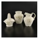 Item #620 EACH Ceramic Rose Motif Flower Basket & Pitcher Vases