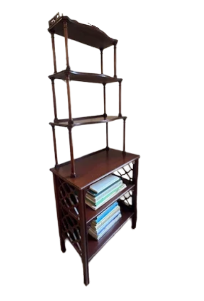 Item #895 Chippendale mahogany 4-tier Etagere Bookshelf
