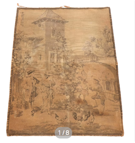 Item #925 French Jacquard Woven Courtyard Scene Wall Tapestry