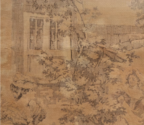 Item #925 French Jacquard Woven Courtyard Scene Wall Tapestry
