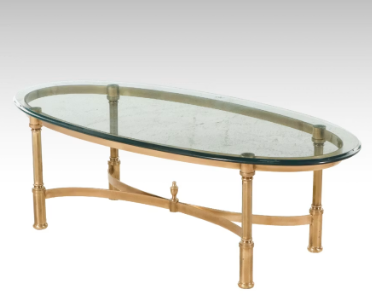 Item #944 Neoclassical Oval Glass Coffee Table