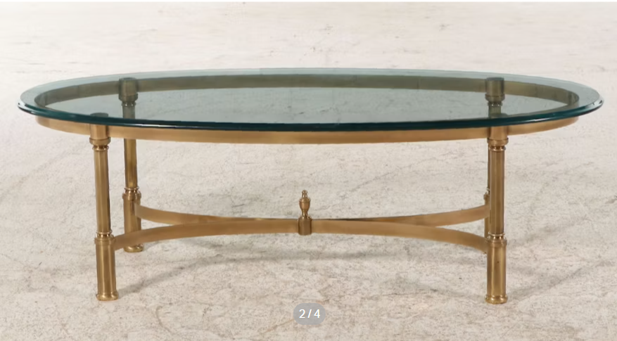 Item #944 Neoclassical Oval Glass Coffee Table