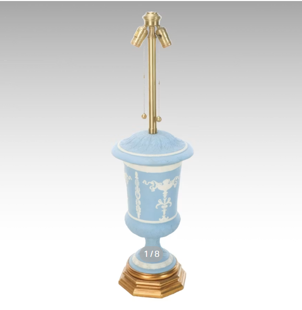 Item #945 Marbro Lamp Co. Wedgwood Jasperware Style Table Lamp