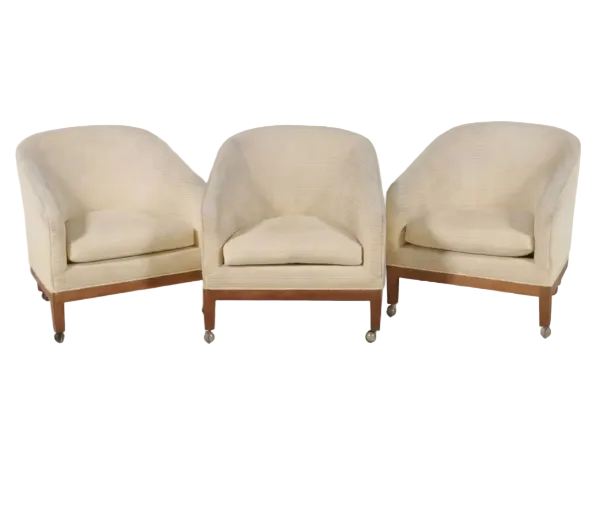 Item #961 Set of Three Barrel Back Club Chairs