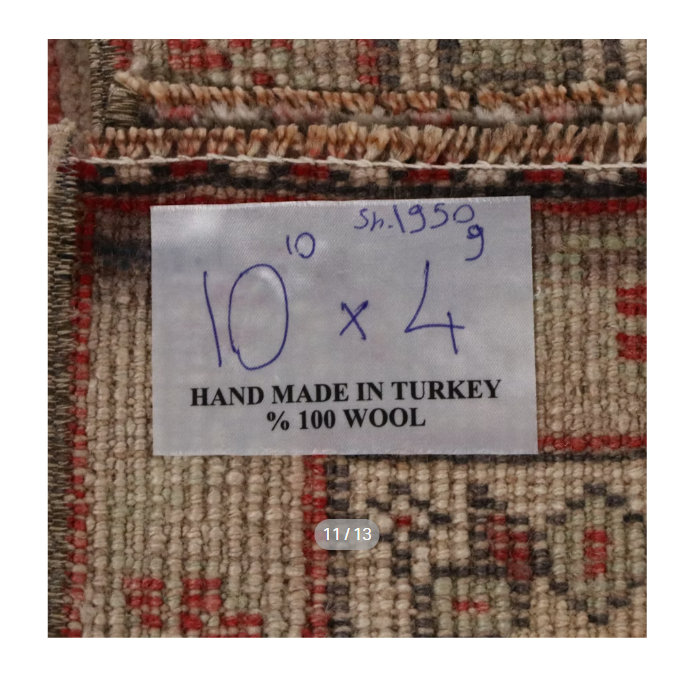 Item #965 Turkish Konya Long Rug 4'10 x 10'11
