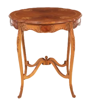 Item #966 Louis XV Style Marquetry Walnut Accent Table