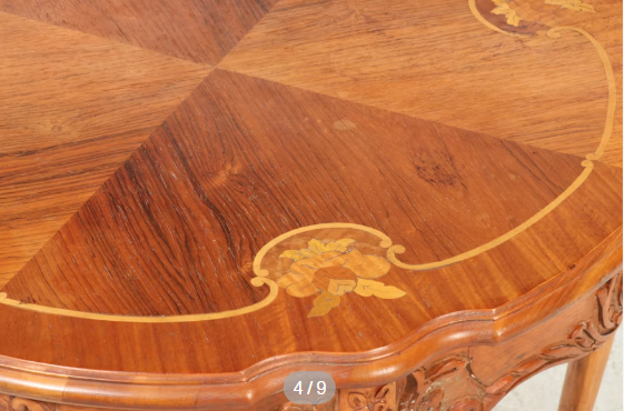 Item #966 Louis XV Style Marquetry Walnut Accent Table