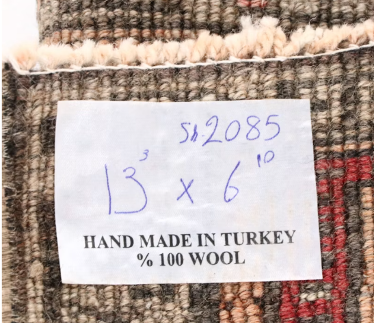 Item #967 Turkish Anatolian Long Rug 6'10 x 13'4