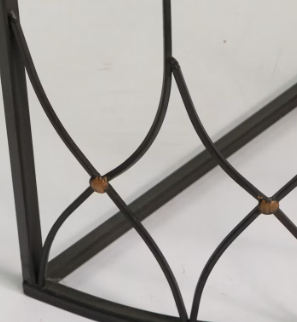 Item #977 Neoclassical Style Black Metal Demilune Console Table