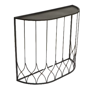 Item #977 Neoclassical Style Black Metal Demilune Console Table