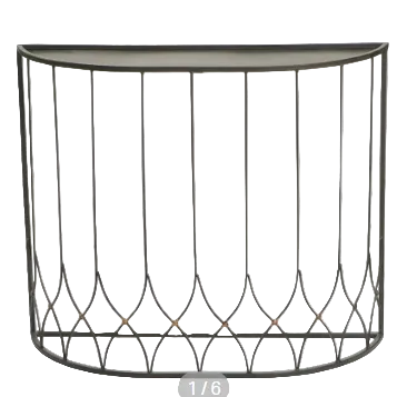 Item #977 Neoclassical Style Black Metal Demilune Console Table