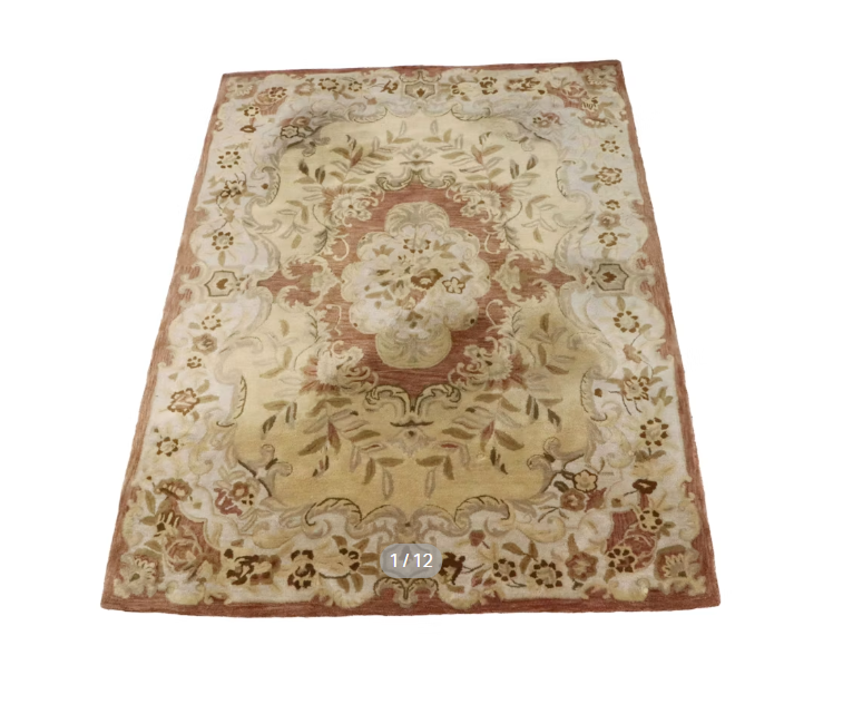 Item #980 Indian Wool Blend "Versailles" Floral Area Rug 7'9 x 10'6