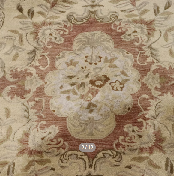 Item #980 Indian Wool Blend "Versailles" Floral Area Rug 7'9 x 10'6