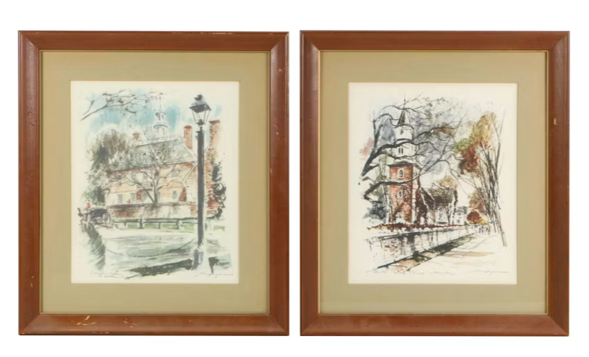 Item #985 Collotypes After John Haymson "Burton Parish Church" and "Governor's Palace"