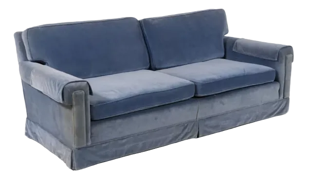 Item #992 Blue Baker Furniture Skirted Sofa