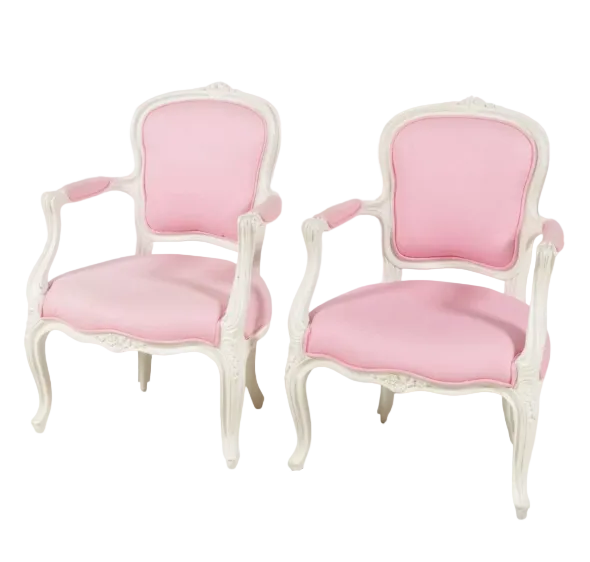 Item #993 Pair of Louis XV Style Painted Open Armchairs