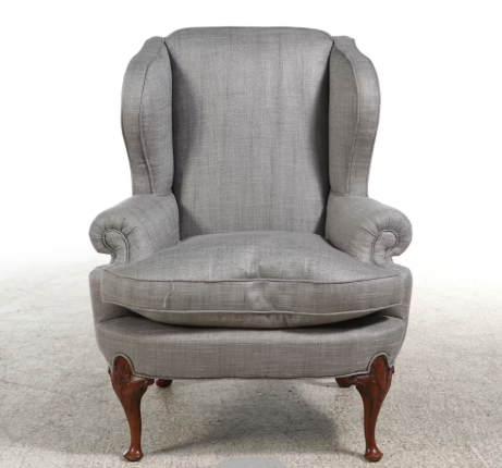 Item #1079 Queen Anne Style Wingback Armchair
