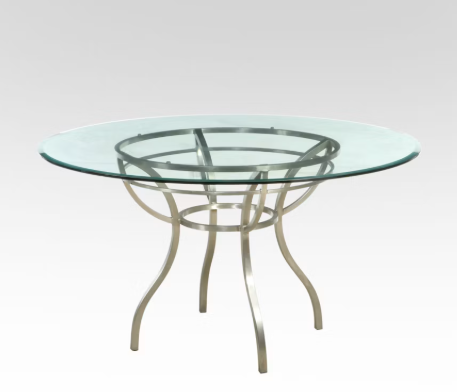 Item #1082 Glass-Top Brushed Nickel Finish Dining Table