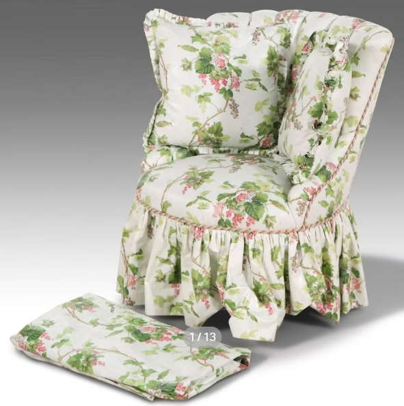Item #1086 Regency Style Botanical Upholstered Slipper Chair