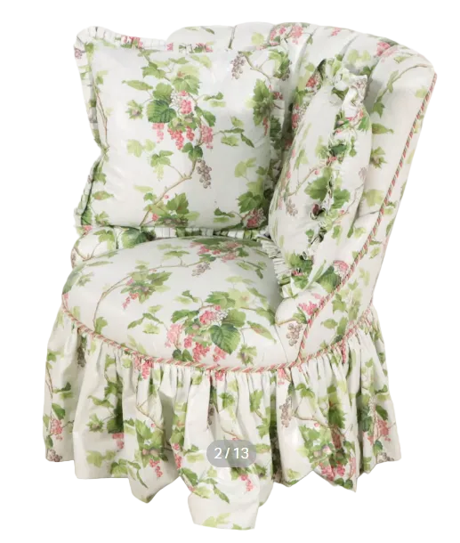 Item #1086 Regency Style Botanical Upholstered Slipper Chair