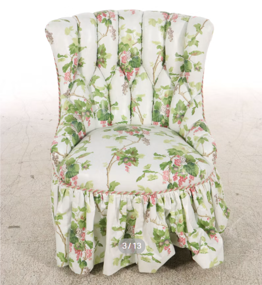 Item #1086 Regency Style Botanical Upholstered Slipper Chair