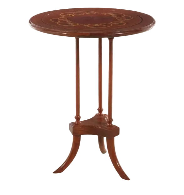 Item #1088 Regency Style Marquetry Inlaid Hardwood Accent Table