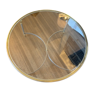 Item #628 Italian Regency Style Circular Metal Glass Top Coffee Table