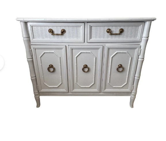 Item #889 Vintage Broyhill Faux Bamboo Credenza