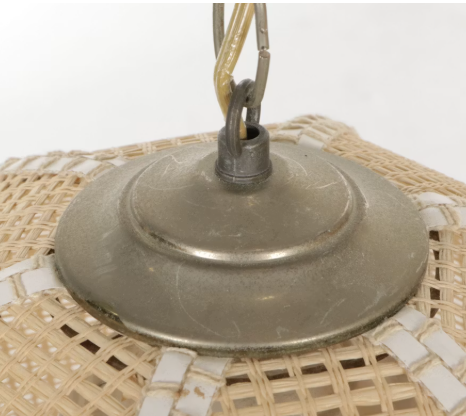 Item #675 Pair of Woven Rush Tulip Pendant Swag Lamps