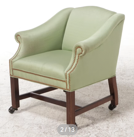 Item #580 Pair of Chippendale Style Armchairs on Casters