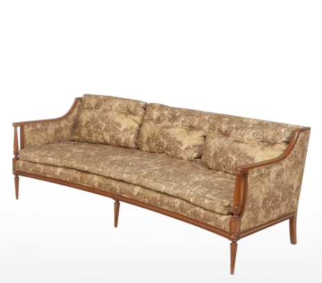Item #550 Louis XV Style Fabric Upholstered Wood Curved Sofa