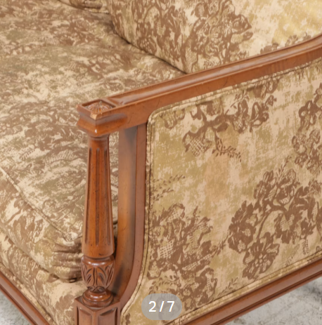 Item #550 Louis XV Style Fabric Upholstered Wood Curved Sofa
