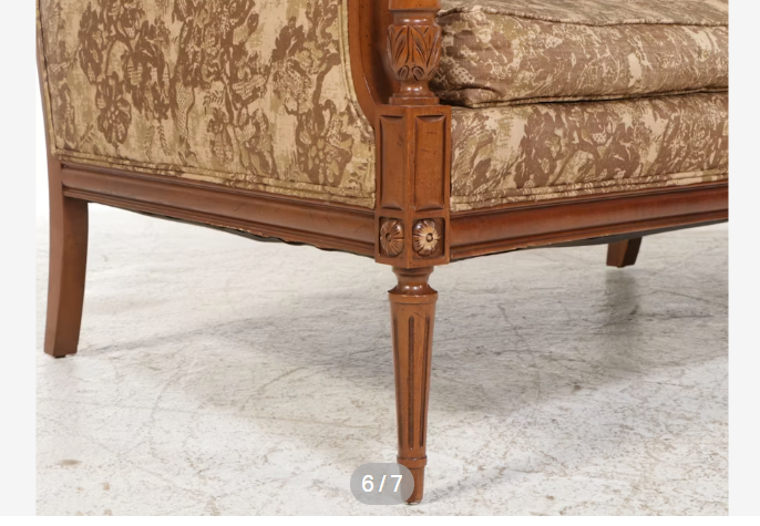 Item #550 Louis XV Style Fabric Upholstered Wood Curved Sofa
