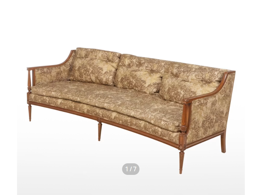 Item #550 Louis XV Style Fabric Upholstered Wood Curved Sofa