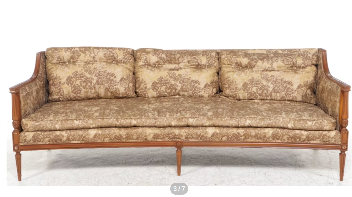 Item #550 Louis XV Style Fabric Upholstered Wood Curved Sofa