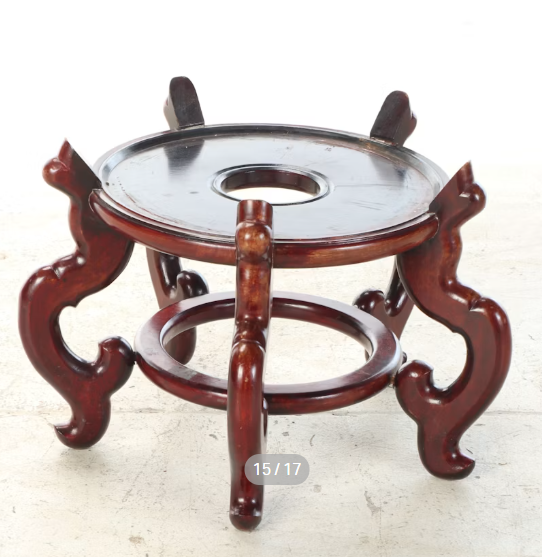 Item #968 Chinese Porcelain Fishbowl Planter with Carved Stand