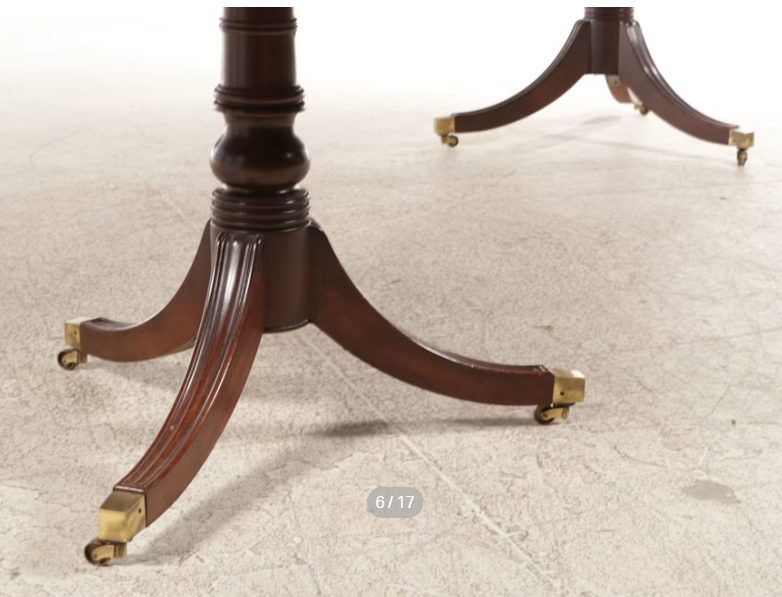 Item #1098 Henredon Banded Double Pedestal Dining Room Table with Eight Chairs